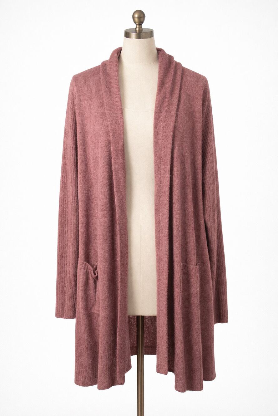 Barefoot Dreams Maroon Long Hooded Cardigan Soft XL